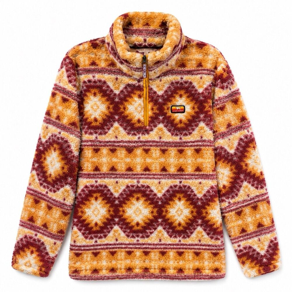 Simply Southern Womens XXL Sherpa Pullover Aztec Geometric 1/4 Zip Fleece Cozy
